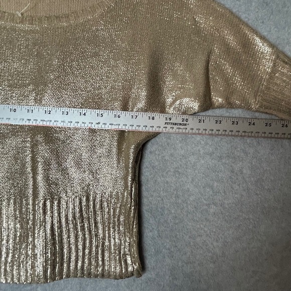 New Bongo Women's L Gold Metallic Knit Dolman Sleeve Sweater Top Shimmery Chic - Picture 3 of 8